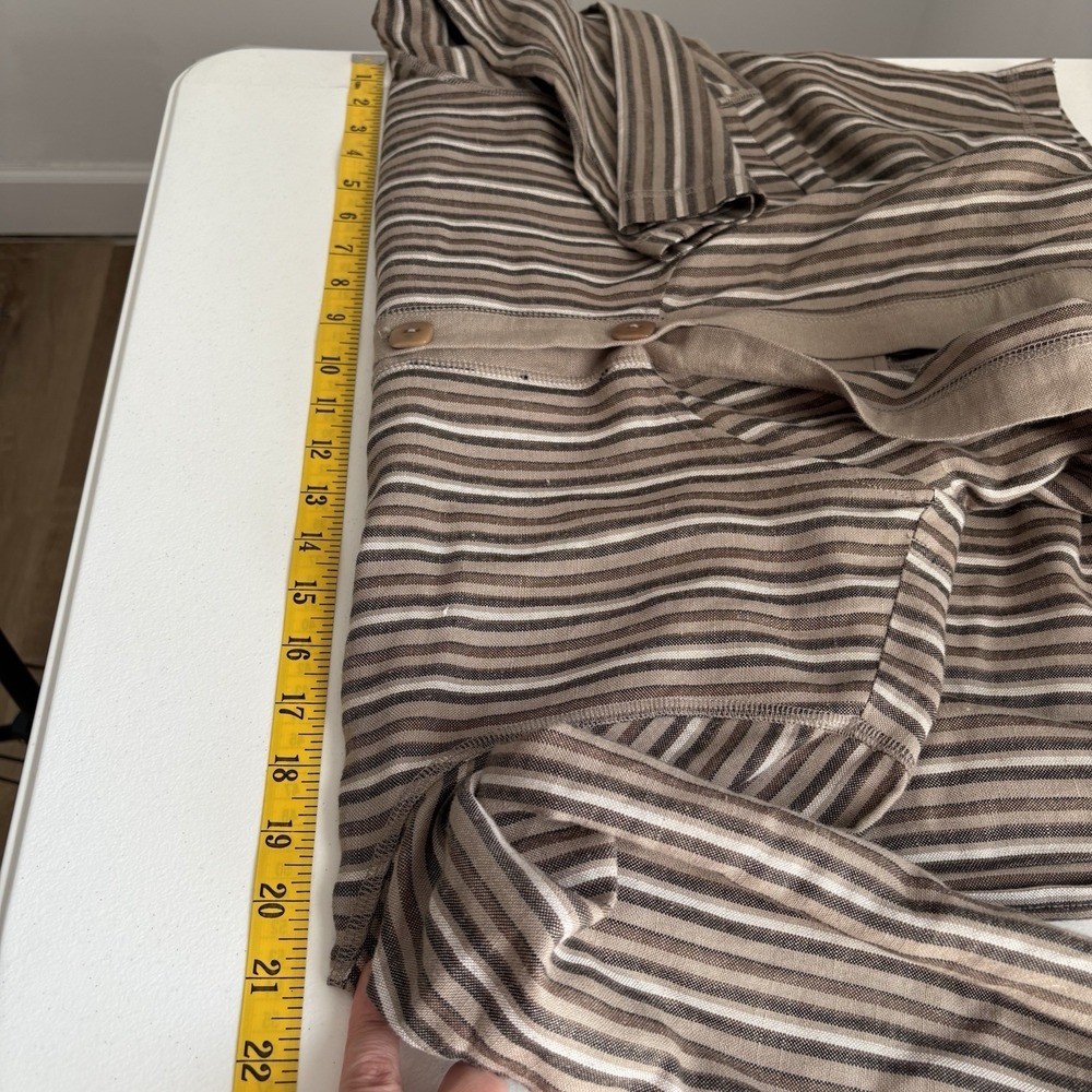 Vintage Mureli Womens Linen Blend Striped Sweatshirt Jacket Size S Taupe Brown - Picture 8 of 9
